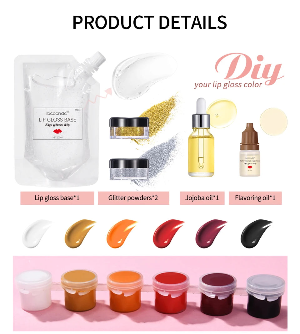 Moisturizing Lip Gloss Diy Kit Clear Lipgloss Base Gel Glitter Lips Makeup Handmade Cosmetic Lip Gloss Making Kit Gift Creative