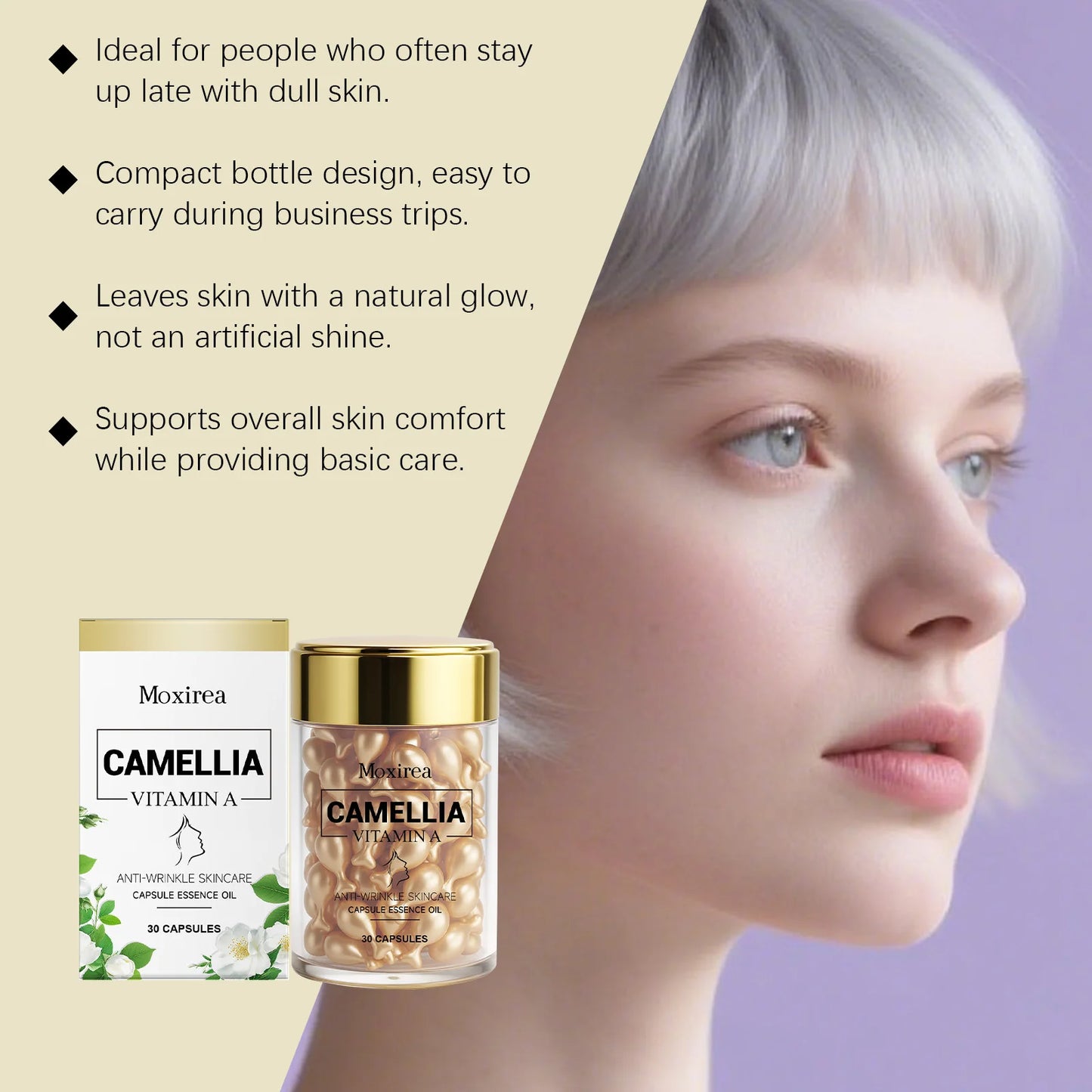 Vitamin A Facial Serum for Glowing Skin Rough Dull Repair Essence Reduce Pigmentation Nourish Brighten Face Moisturizing Capsule