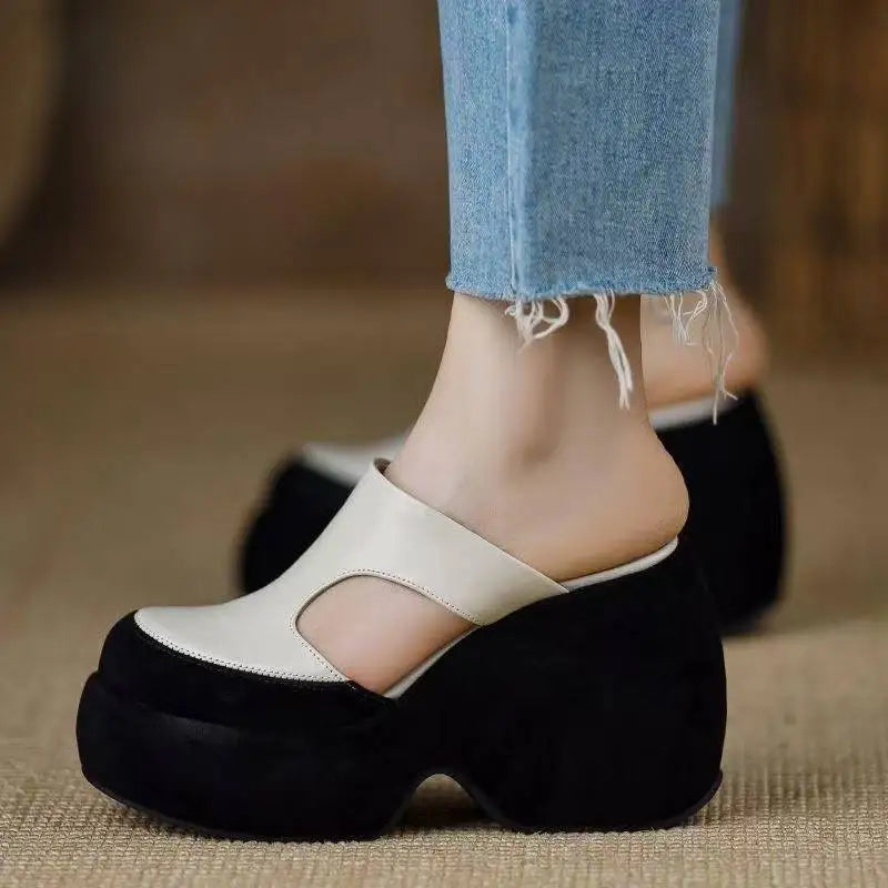 Super High Heels Platferm Slippers Women Sandala Mules Shoes Summer Slingbaek 2025 Brand Wedges Shoes Dress Designer Mujer Pumps
