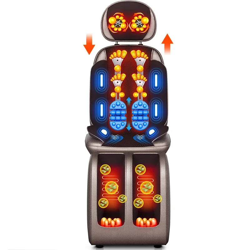 Upgrade Electric Massage Chair Full Body Kneading Neck Back Waist Leg Infrared Heating Vibration Shiatsu Cushion Seat Relaxation