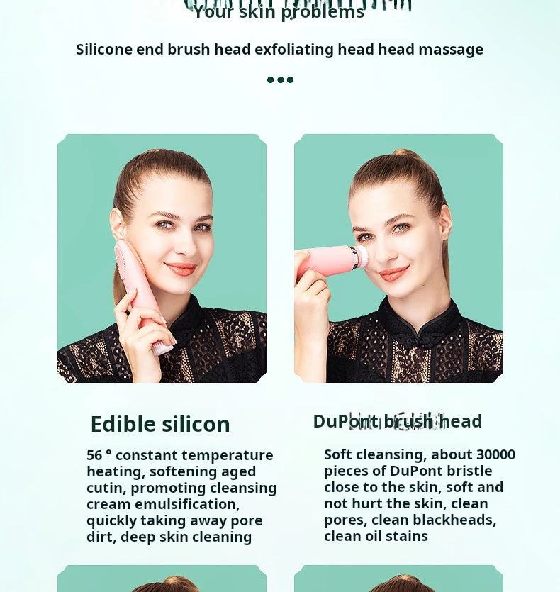 New Warm Feeling Cleanser Pore Blackhead Cleaner Electric Face Washing Instrument Home Facial Eye Hot Massager Beauty Tools
