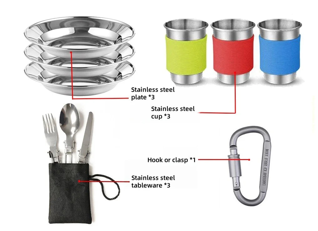 Outdoor pot and kettle set - portable outdoor cooking equipment set - camping water boiling kettle and cooking utensils