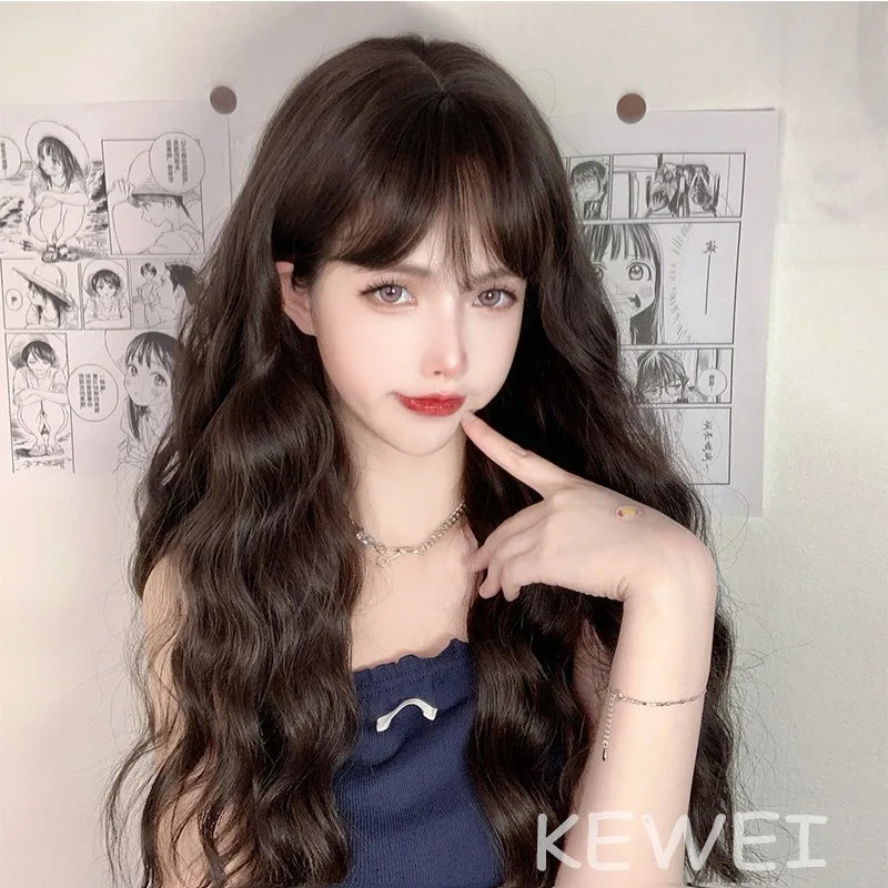 Women's Long Curly Hair Daily Wear Simulated Hair Rose Net Wig Festival Party Cosplay High-temperature Silk Full Wigs