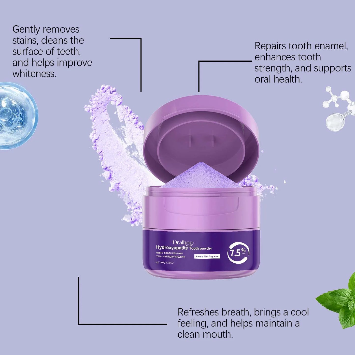 Whitening Tooth Powder Improve Plaque Stain Tartar Removal Deep Cleaning Oral Reduce Bad Breath Lasting Fresh Tooth Care Product