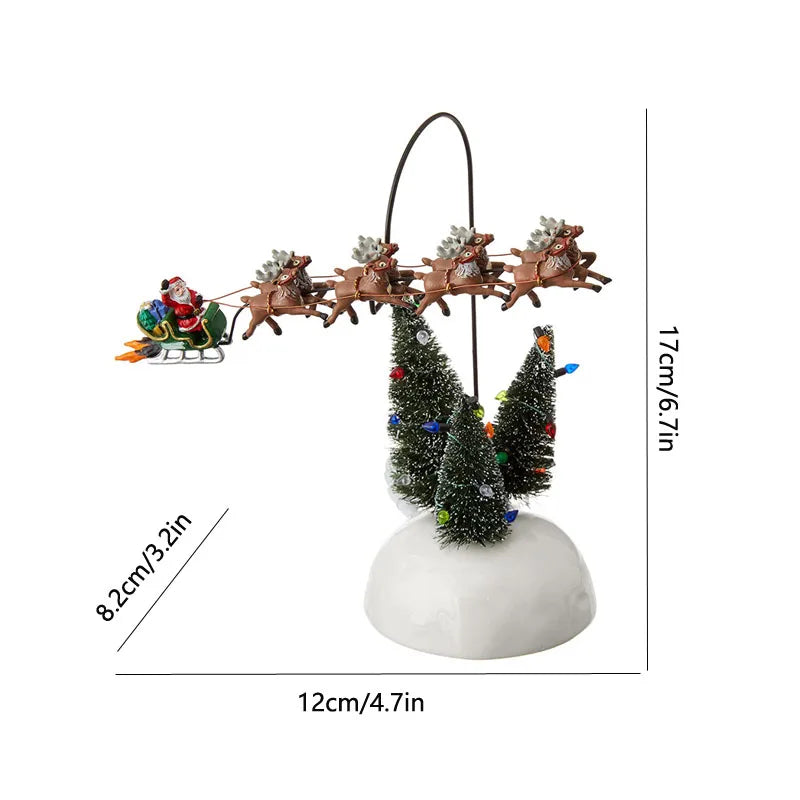 LED Christmas Music Popcorn House Xmas Decoration Scene Village Rotating Statue Christmas Home Desktop Decor Christmas Kid Gift