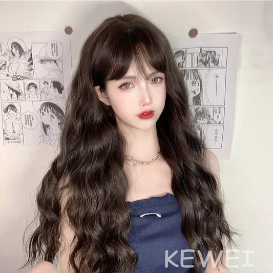 Women's Long Curly Hair Daily Wear Simulated Hair Rose Net Wig Festival Party Cosplay High-temperature Silk Full Wigs