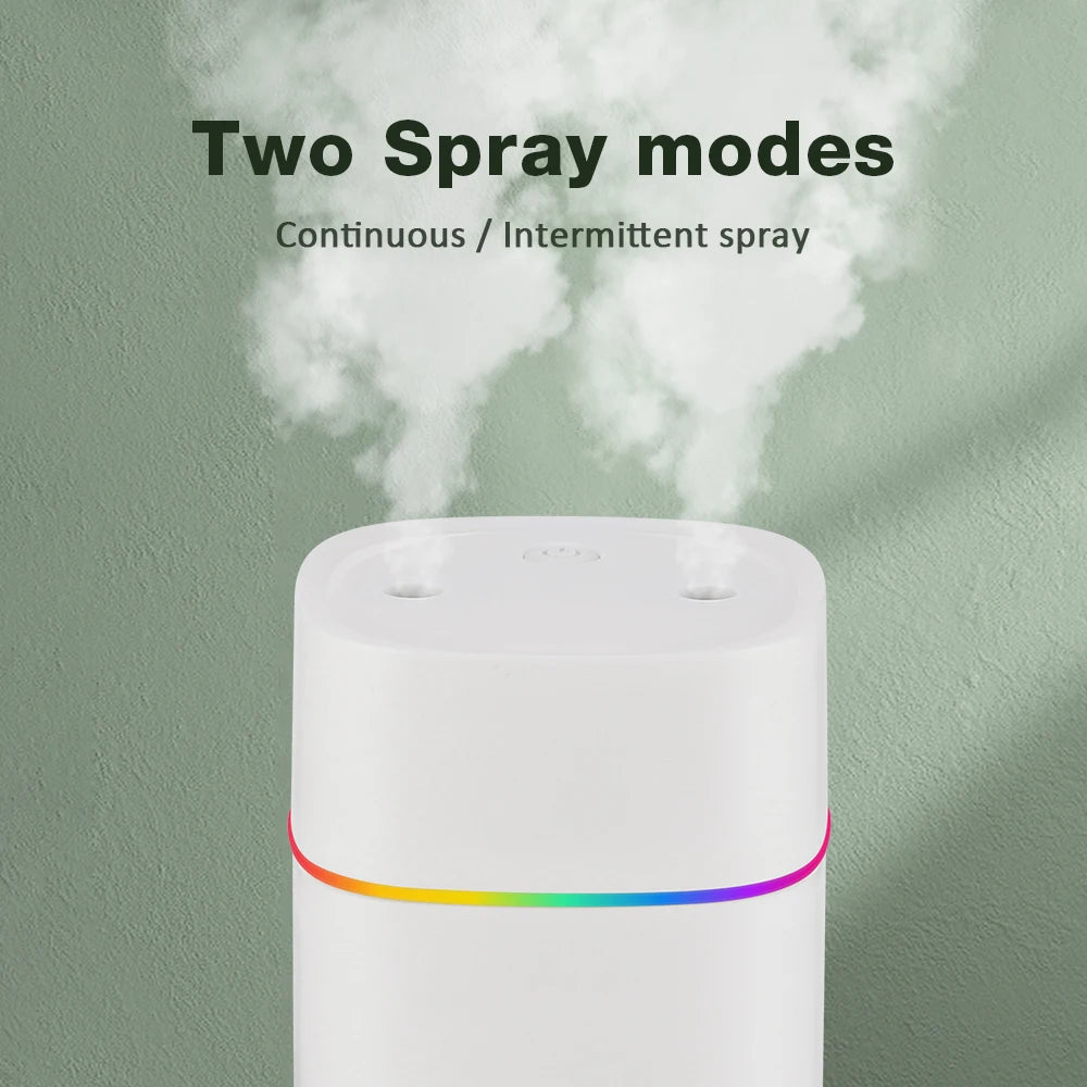 USB Water Air Humidifier Fog Steam Double Spray Aroma Diffuser 600ml Cool Mist Bedroom Home Car Plants Purifier Humificador
