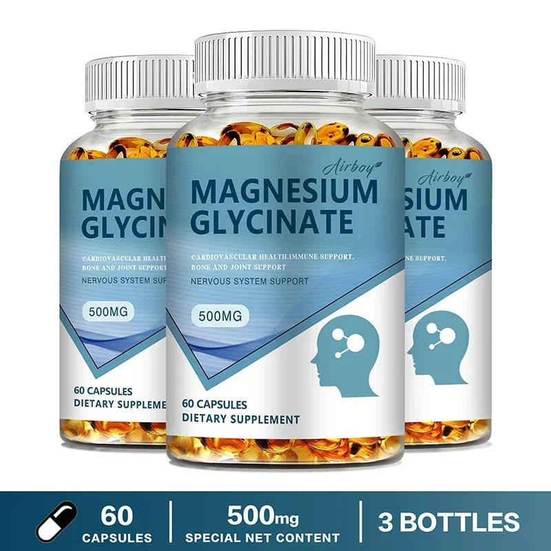 Magnesium Glycinate - Improve Sleep, Relax Nerves, Brain Health, Strengthen Muscles and Bones