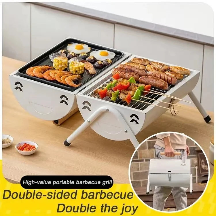 Portable Charcoal Grill Tabletop Outdoor Barbecue Smoker Small BBQ Grill for Outdoor Cooking Backyard Camping Picnics Beach