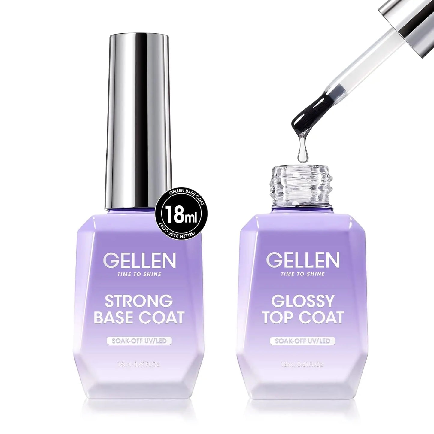 GELLEN Professional Nail Art Gel Set 18ml 4Pcs Base Top Coat Clear Strengthener Soak Off Polish Manicure DIY Kit Long Lasting