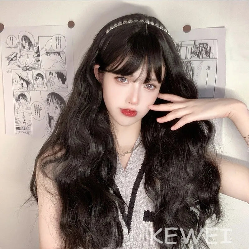 Women's Long Curly Hair Daily Wear Simulated Hair Rose Net Wig Festival Party Cosplay High-temperature Silk Full Wigs