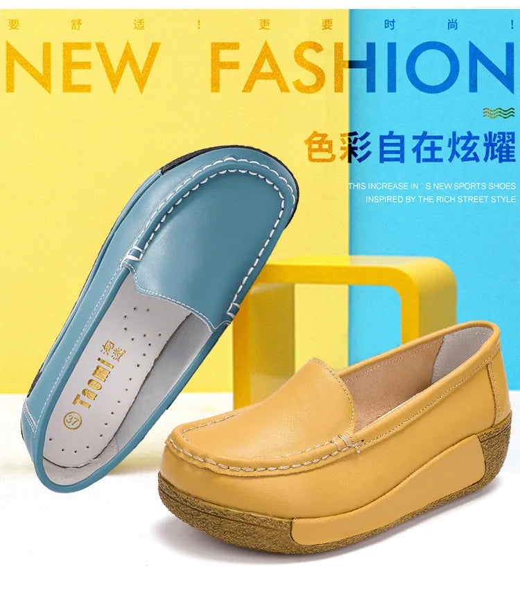 Women's shoes 2020 spring summer all-match mother single shoes leather rocking shoes platform platform nurse shoes work shoes