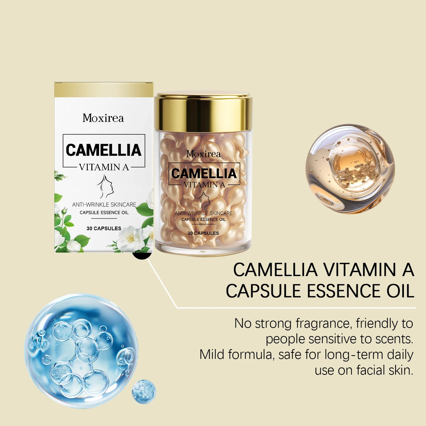 Vitamin A Facial Serum for Glowing Skin Rough Dull Repair Essence Reduce Pigmentation Nourish Brighten Face Moisturizing Capsule