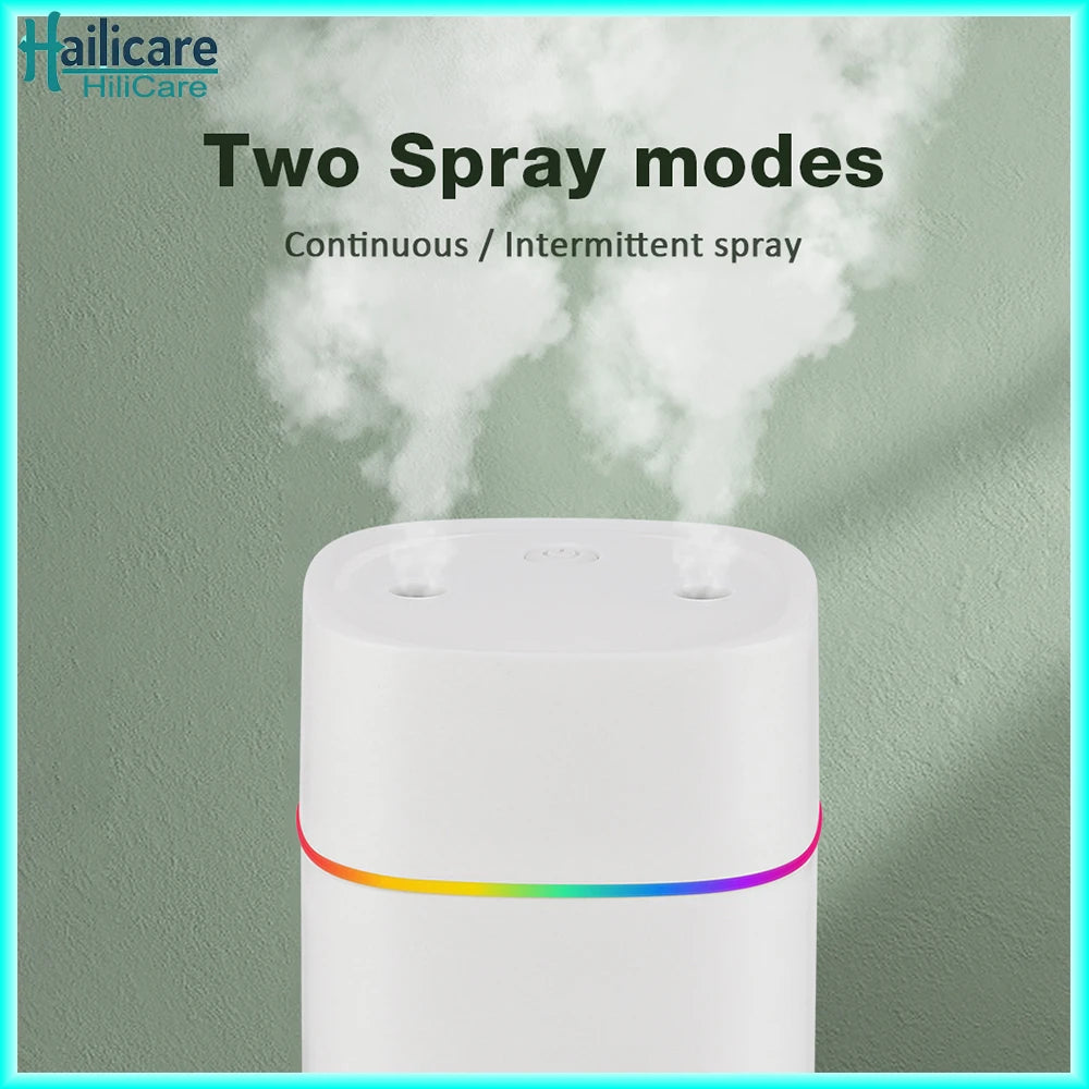 USB Water Air Humidifier Fog Steam Double Spray Aroma Diffuser 600ml Cool Mist Bedroom Home Car Plants Purifier Humificador