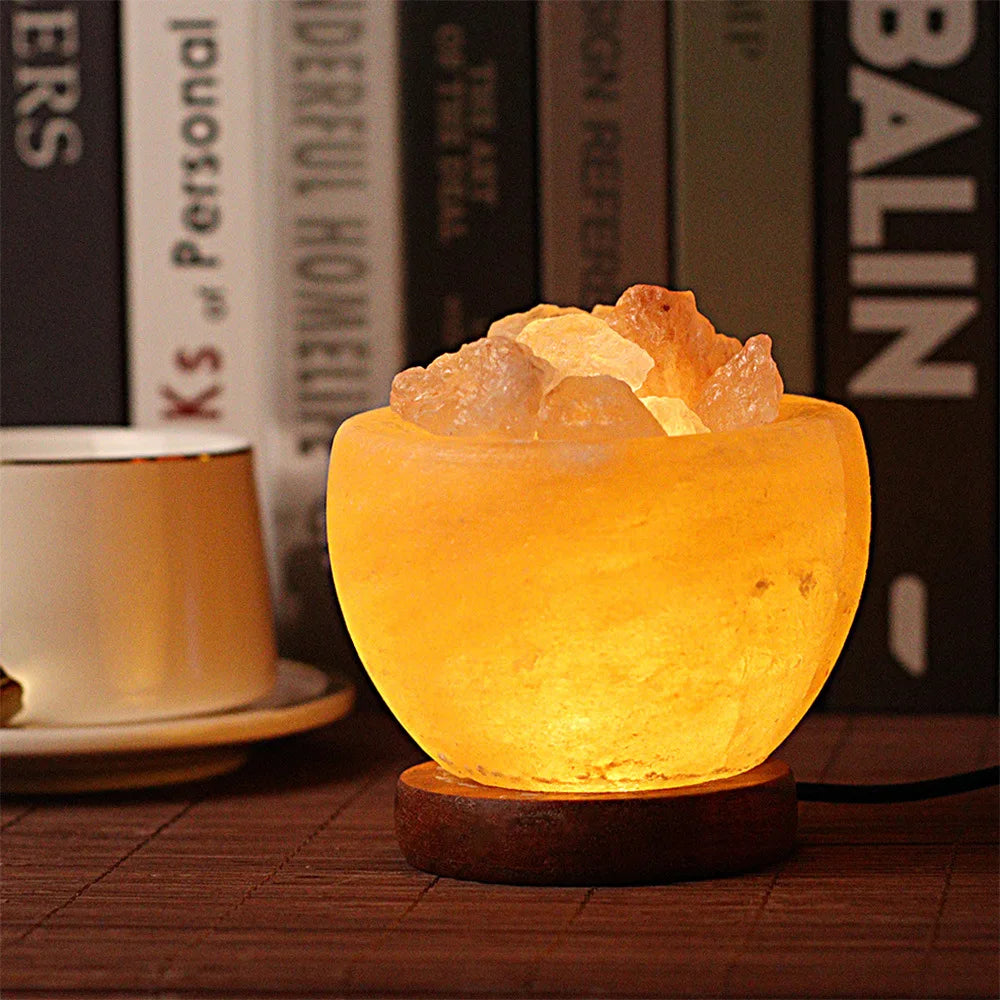 D5 Himalayan Salt Lamp Crystal Salt Rock Light with Base Crystal Salt Light LED Atmosphere Lamp Home Decor Bedroom Decoration