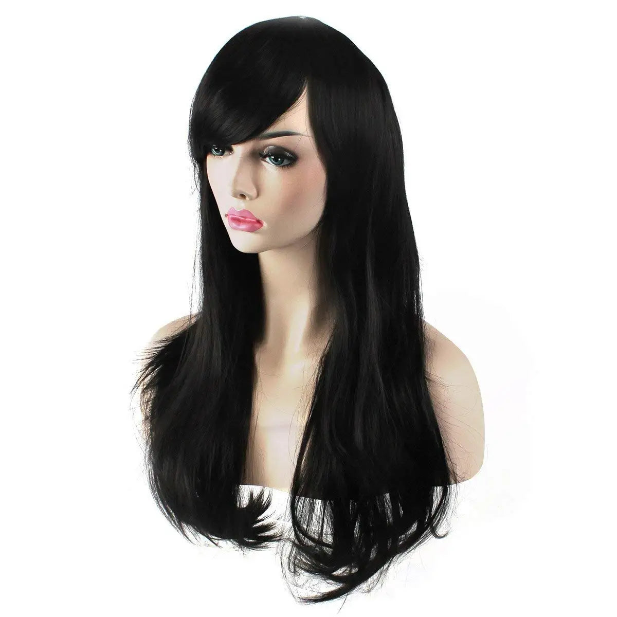 Women’s Heat Resistant 28-Inch 70cm Long Curly Hair Wig Black Long Wavy  Women Daily Use Heat Resistant Synthetic Hair