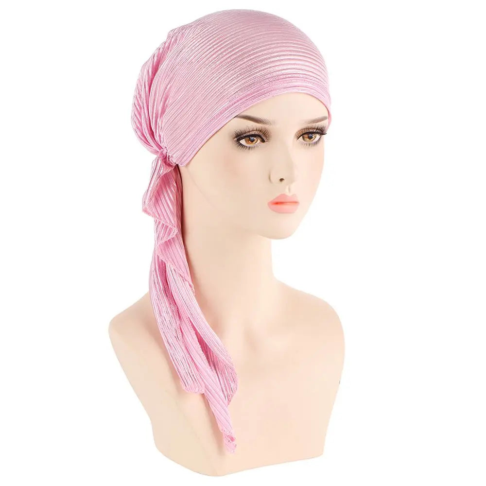 Hair Loss Women Headwrap Headwear Headscarf Beanie Cap Muslim Hijab Pre-Tied Bonnet Cancer Chemo Cap