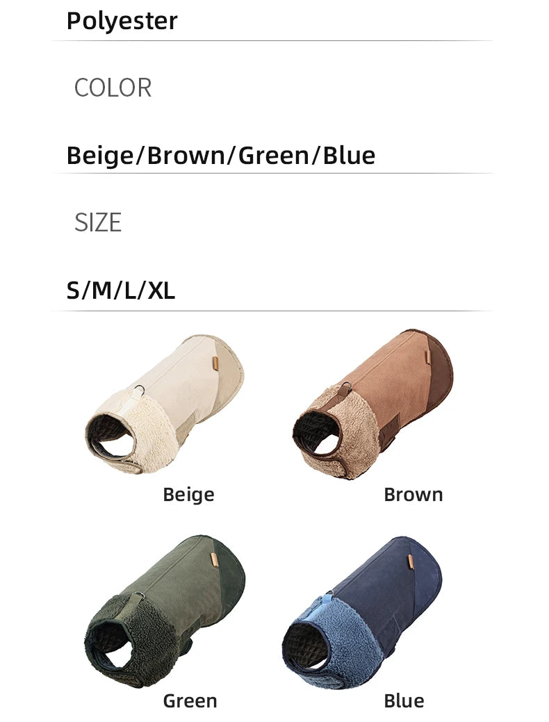 Winter Dogs Clothes Outdoor Cold Proof Warm Dog Jacket With Fleece Cotton Lining Double Sided Wearable Vest Puppy Clothing Coats