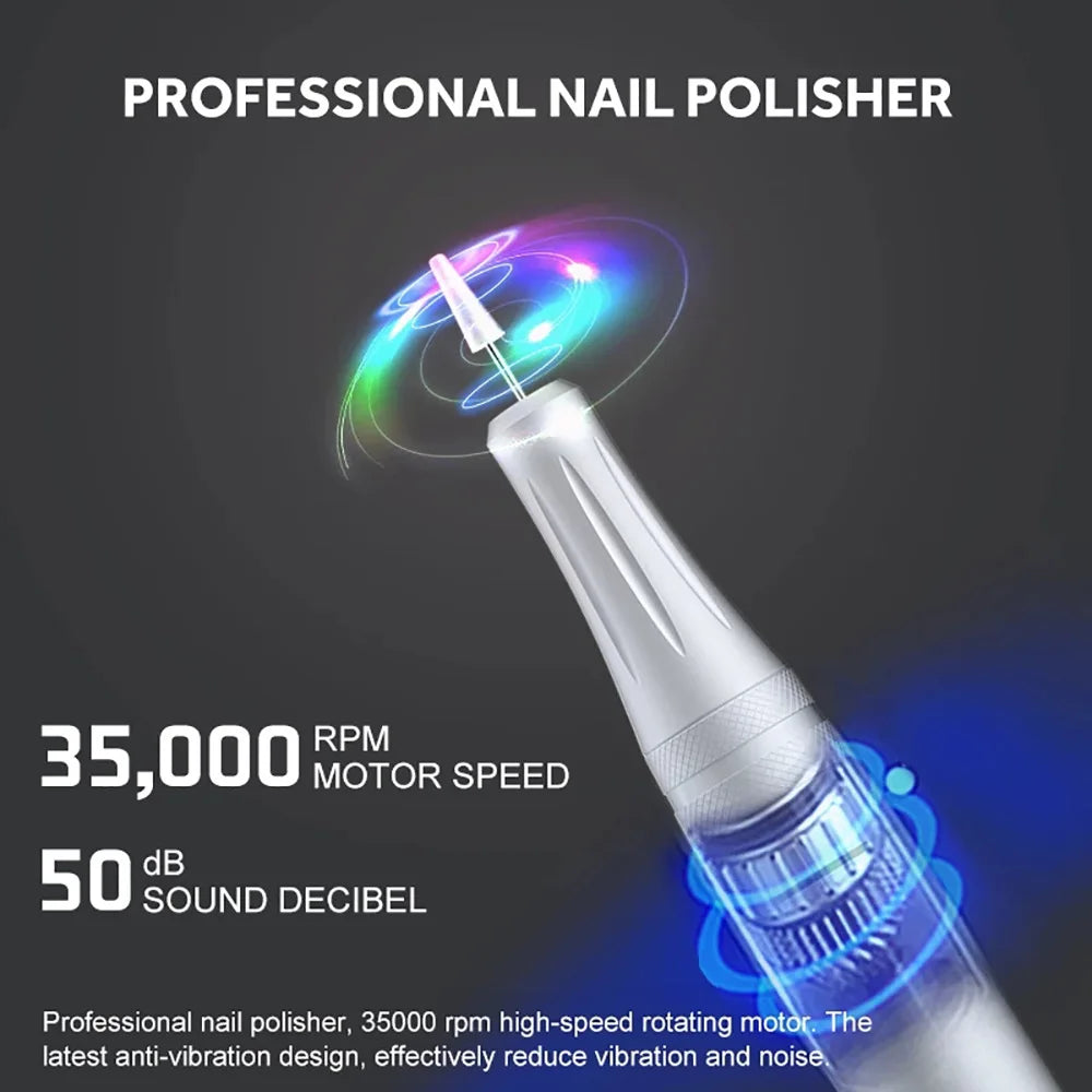 Electric Nail Drill, 35000RPM Portable Nail Drill, Professional Rechargeable Nail E-File, for Acrylic Nails Gel Polishing