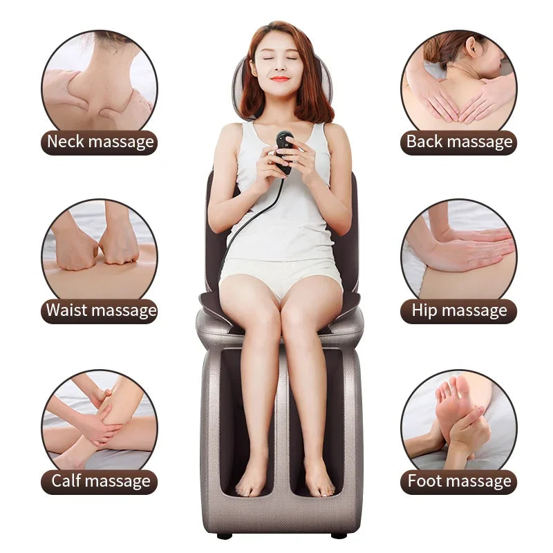 Upgrade Electric Massage Chair Full Body Kneading Neck Back Waist Leg Infrared Heating Vibration Shiatsu Cushion Seat Relaxation