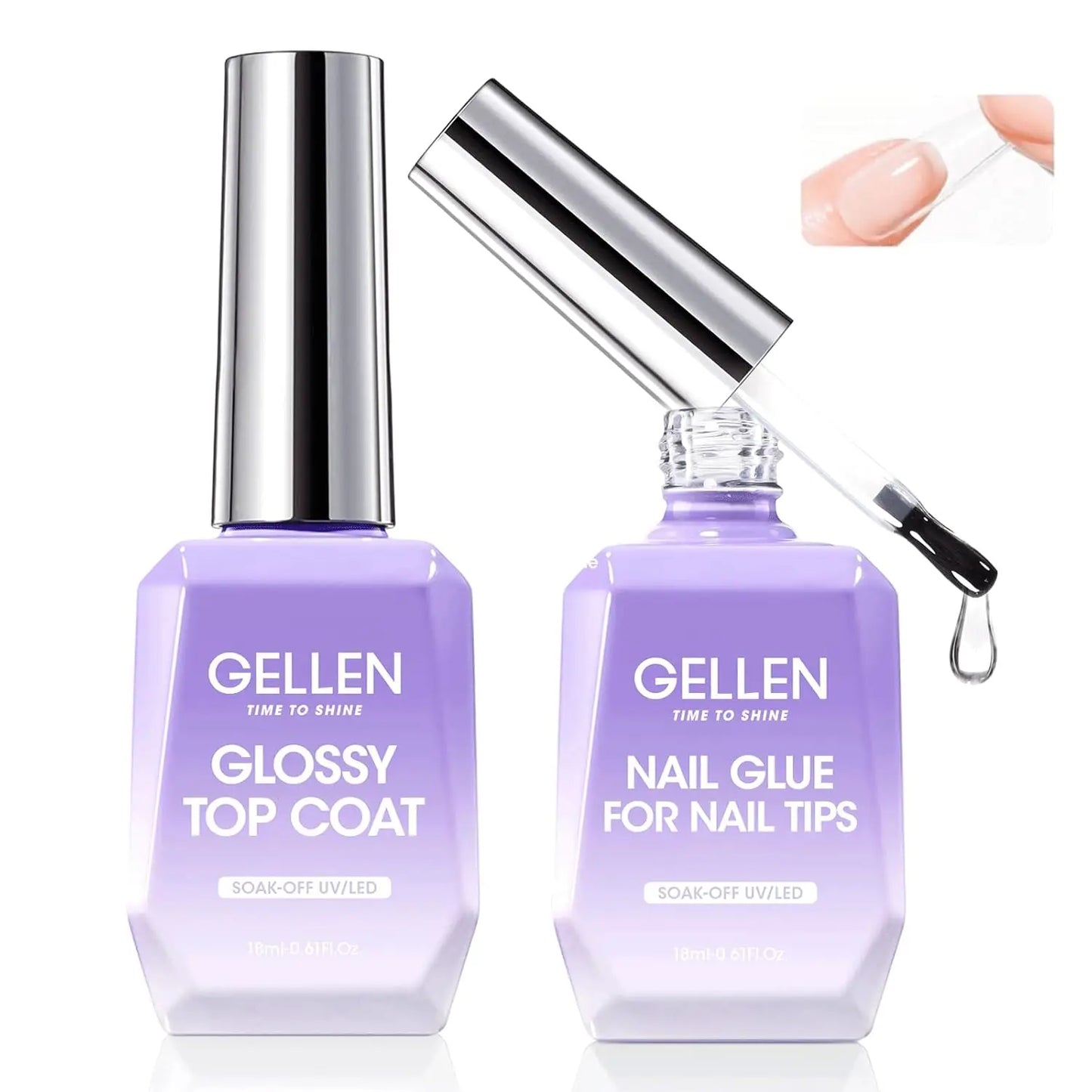 GELLEN Professional Nail Art Gel Set 18ml 4Pcs Base Top Coat Clear Strengthener Soak Off Polish Manicure DIY Kit Long Lasting