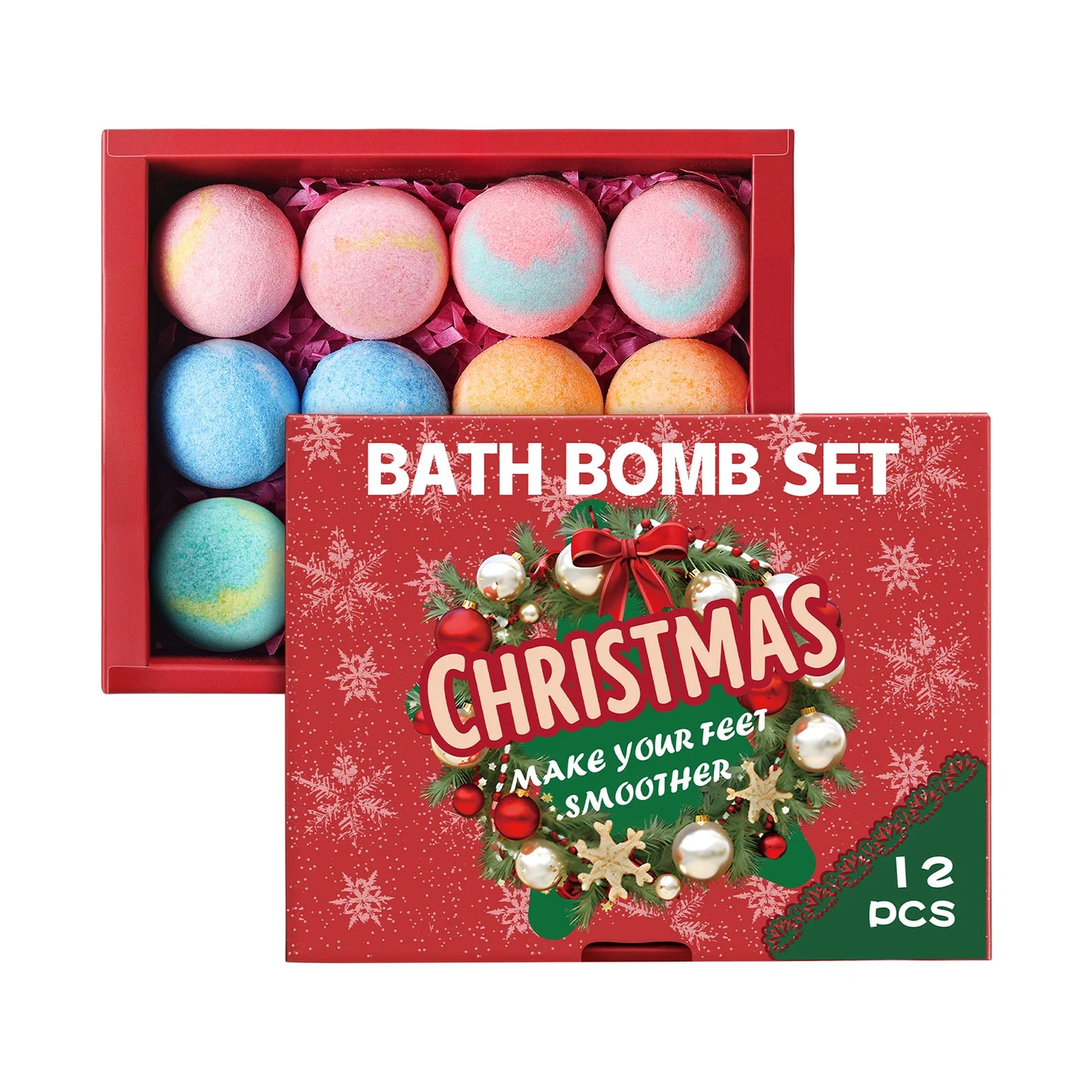 12 Pcs Christmas Bath Sea Salt Bath Softening Keratin Remove Dead Skin for Foot Spa Relaxing Gift Box for Women Men