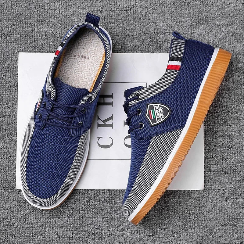 Men's Breathable Canvas Casual Shoes Outdoor Sneakers Lace Up Oxford Work Shoes for Men Vulcanized Shoe Walking Flats Big Size47