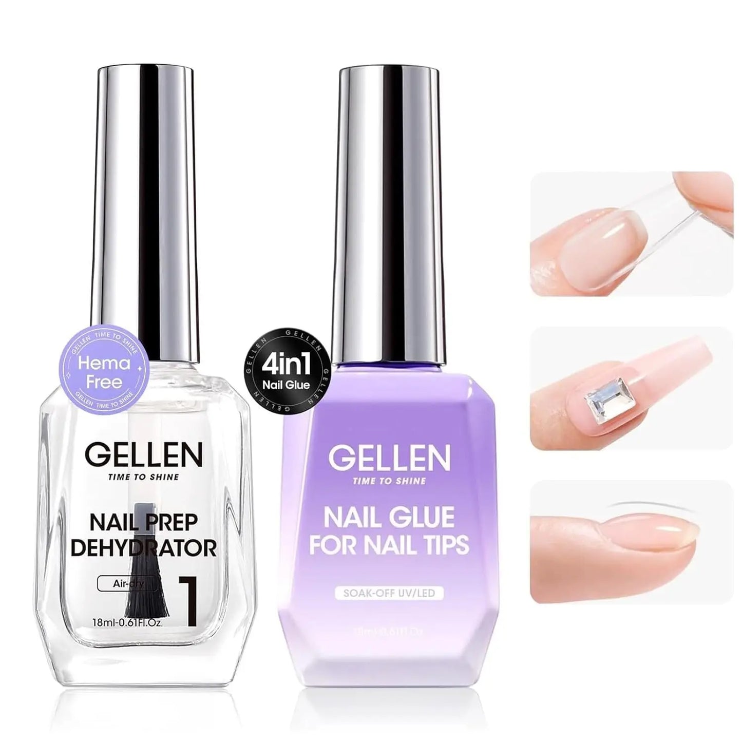 GELLEN Professional Nail Art Gel Set 18ml 4Pcs Base Top Coat Clear Strengthener Soak Off Polish Manicure DIY Kit Long Lasting