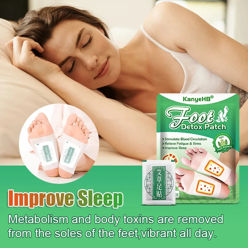 Detox Foot Patches 10/20 PCS Deep Cleanse Toxins Binders Natural Herbal Wormwood Pastes Relieve Stress Stickers Feet Care Tool