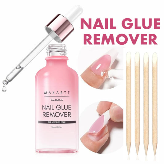 Nail Glue Remover for Press on Nails, 50ML Nail Glue Remover for UV Nail Glue, Non acetone Gentle Glue Off for False Nails Glue