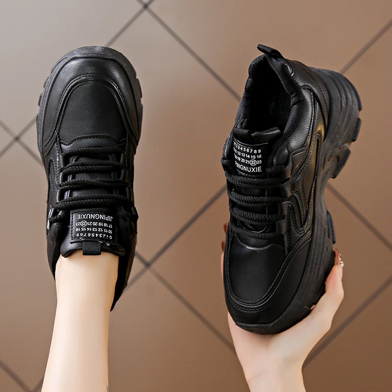 BCEBYL Spring and Autumn Casual Fashion Round Toe Increased Solid Color Non-slip Wear-resistant Simple Women's Shoes