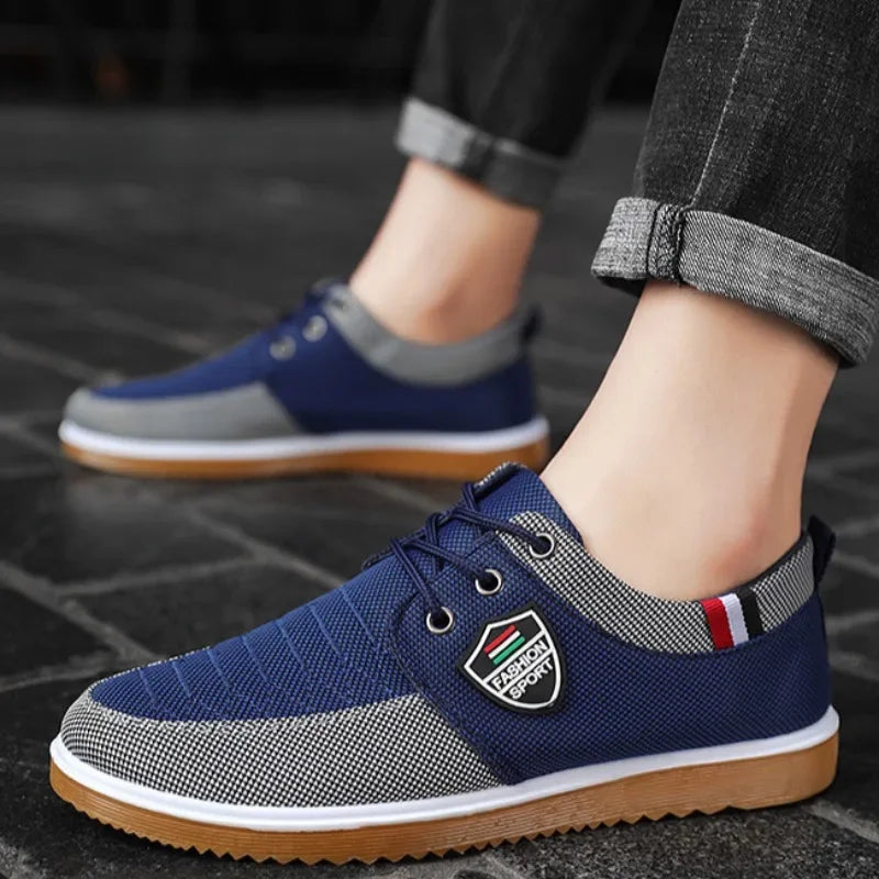 Men's Breathable Canvas Casual Shoes Outdoor Sneakers Lace Up Oxford Work Shoes for Men Vulcanized Shoe Walking Flats Big Size47