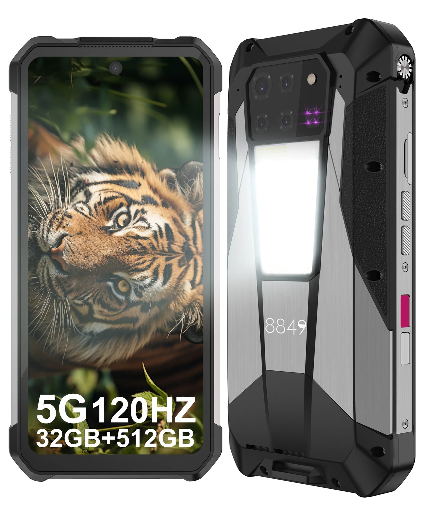 Unihertz 8849 Tank 3 Pro 5G Projector Phone 32GB 36GB RAM 512GB ROM Cell Phone 23800mAh 120W Fast Charger 200MP Camera Dual Sim