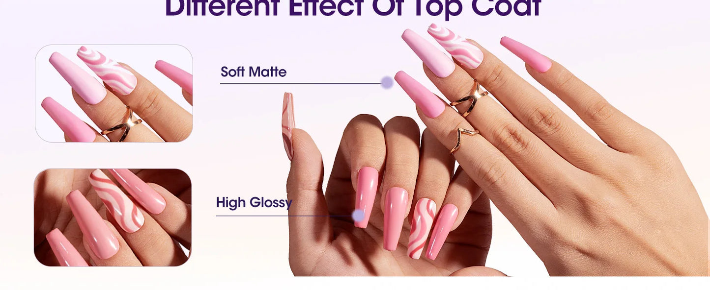 GELLEN Professional Nail Art Gel Set 18ml 4Pcs Base Top Coat Clear Strengthener Soak Off Polish Manicure DIY Kit Long Lasting