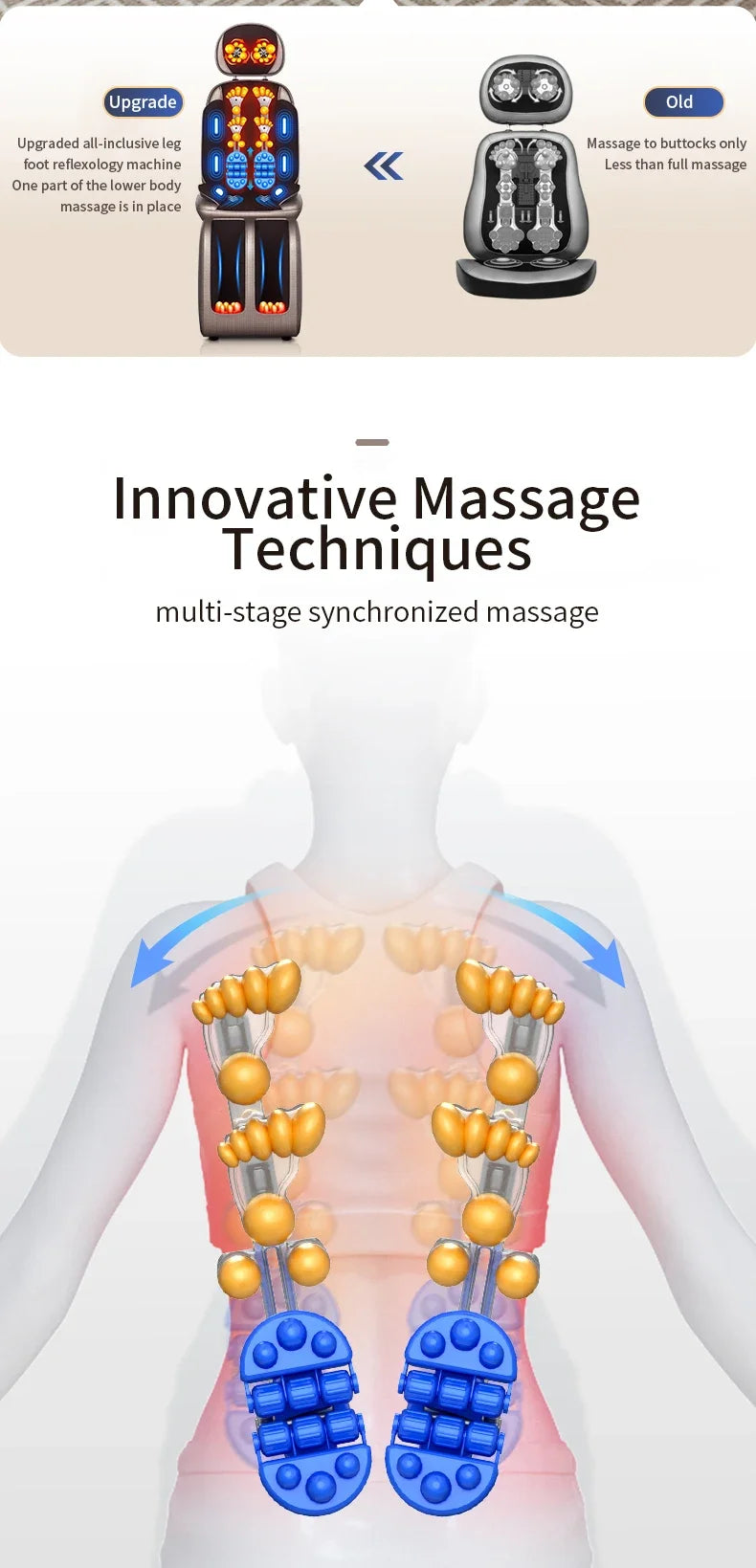 Upgrade Electric Massage Chair Full Body Kneading Neck Back Waist Leg Infrared Heating Vibration Shiatsu Cushion Seat Relaxation