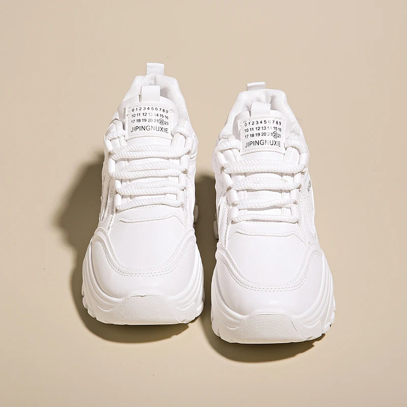 BCEBYL Spring and Autumn Casual Fashion Round Toe Increased Solid Color Non-slip Wear-resistant Simple Women's Shoes