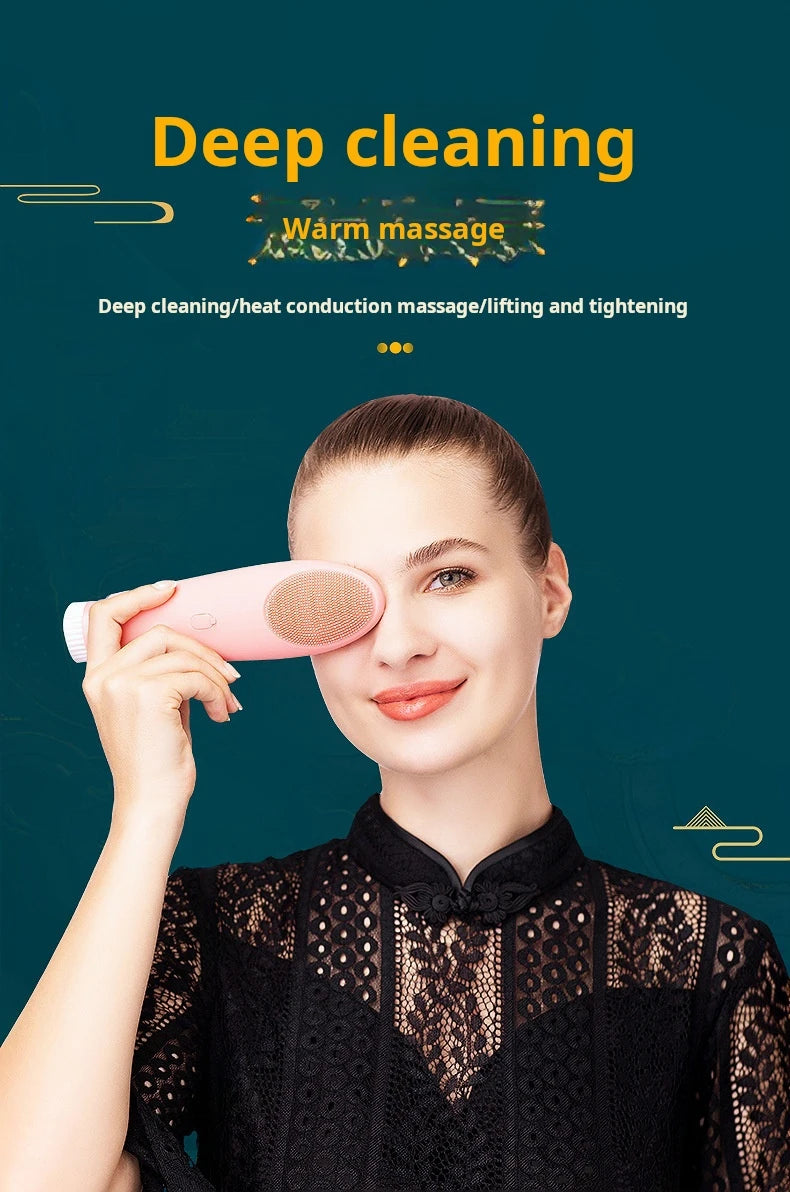 New Warm Feeling Cleanser Pore Blackhead Cleaner Electric Face Washing Instrument Home Facial Eye Hot Massager Beauty Tools
