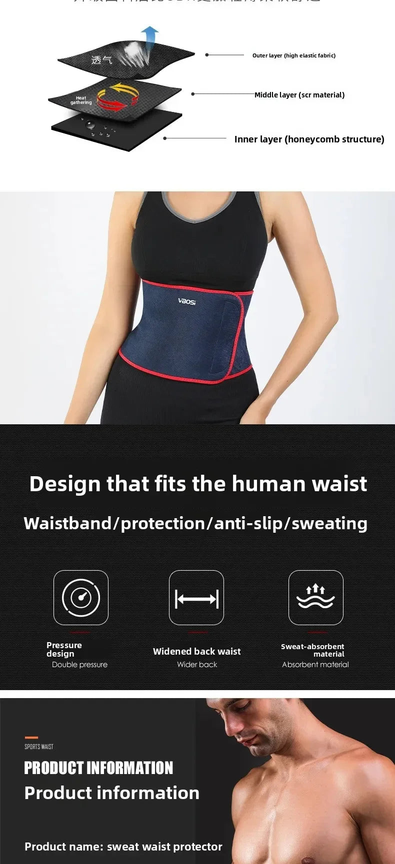Fitness Waist Belt Sweat Protection for Outdoor Sports - Running Cycling Basketball Training Belt for All Groups