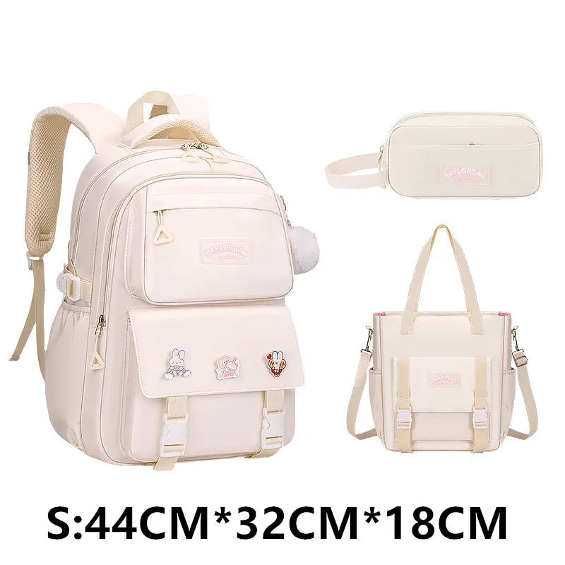 3 Pcs/Set School Bag for Girls Children Backpack Schoolbag Teenage School Child With Lunch box Pencil Case Kids Book Bag 2024