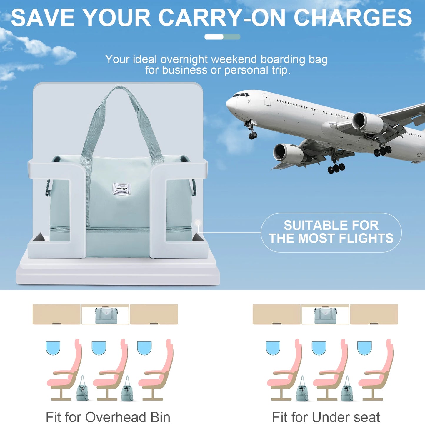 Hand-Held Travel Bag Under the Seat,Carry-on Luggage Overnight Bag for Men Women Sports Fitness Bag， makeup bag，neceser mujer