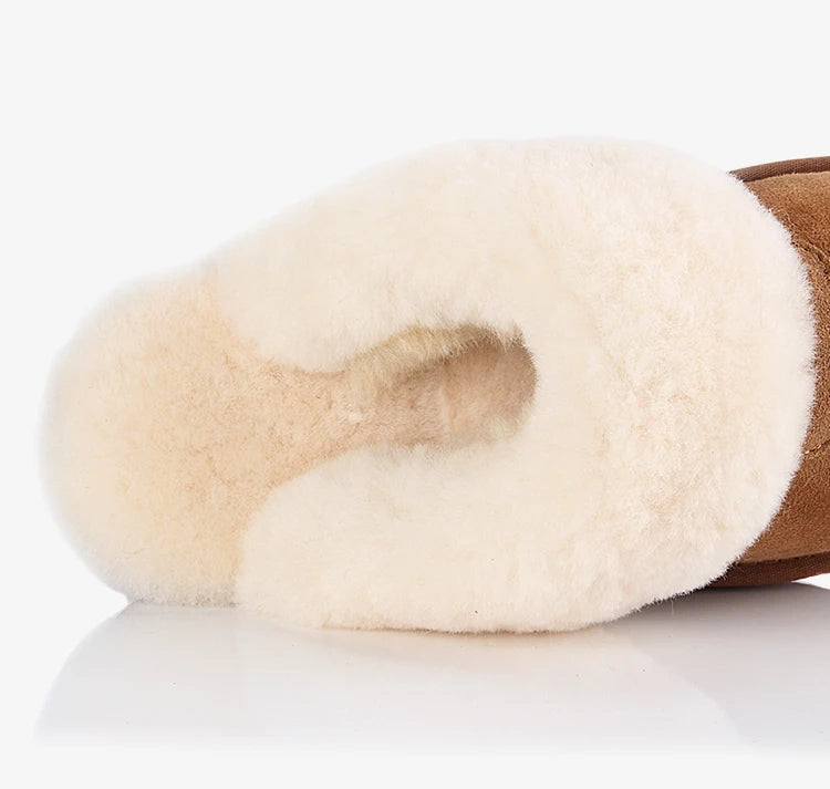 KZZO Fashion Natural Sheepskin Leather Slippers For Men Winter Warm Indoor Fur Slippers Soft Wool Lady Home Shoes Non-slip