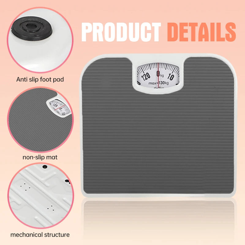 Mechanical Weighing Scale Home Human Weighing Dial Bathroom Waterproof and Non-slip PU Leather Pad Weight Scale Home Portable