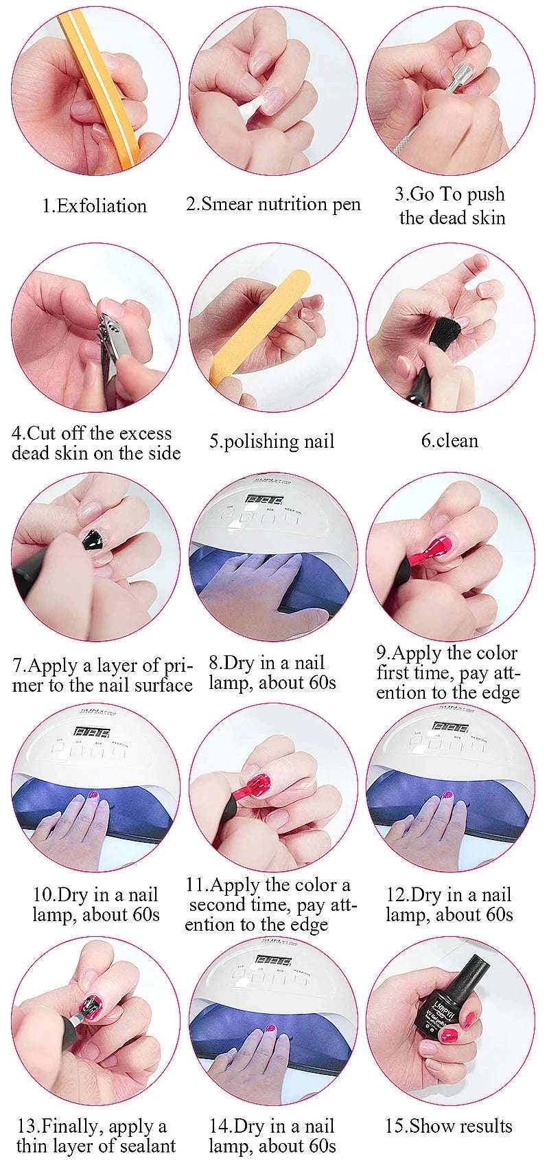 Gel Varnish Kit Professional Nail Gel Set With Nail Lamp Soak Off Nail Gel Polish Kit  Base Coat And Top Coat Manicure Tools Kit