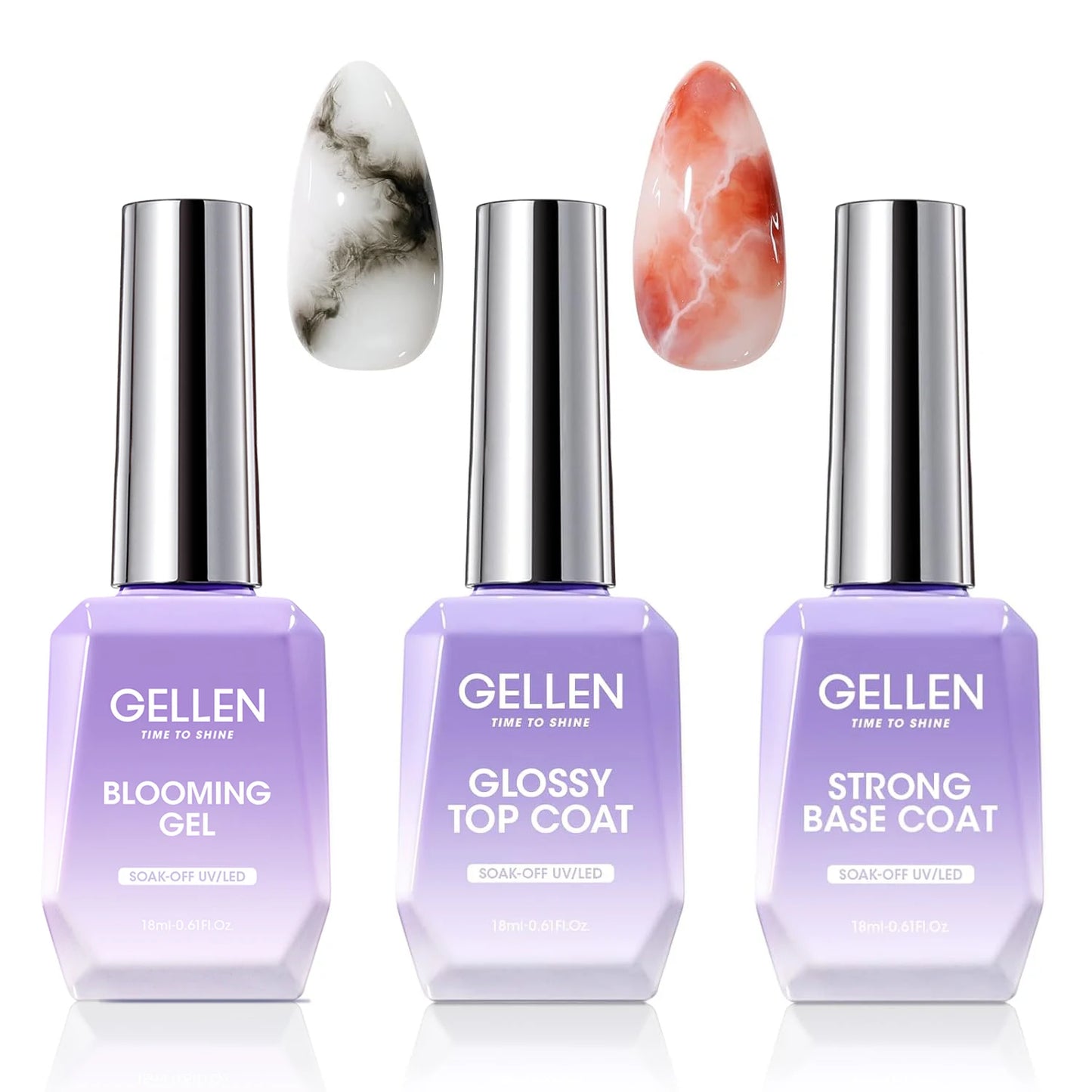 GELLEN Professional Nail Art Gel Set 18ml 4Pcs Base Top Coat Clear Strengthener Soak Off Polish Manicure DIY Kit Long Lasting