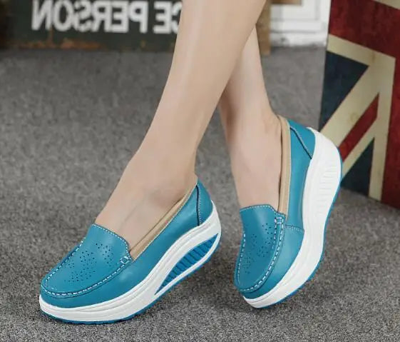 Women's shoes 2020 spring summer all-match mother single shoes leather rocking shoes platform platform nurse shoes work shoes