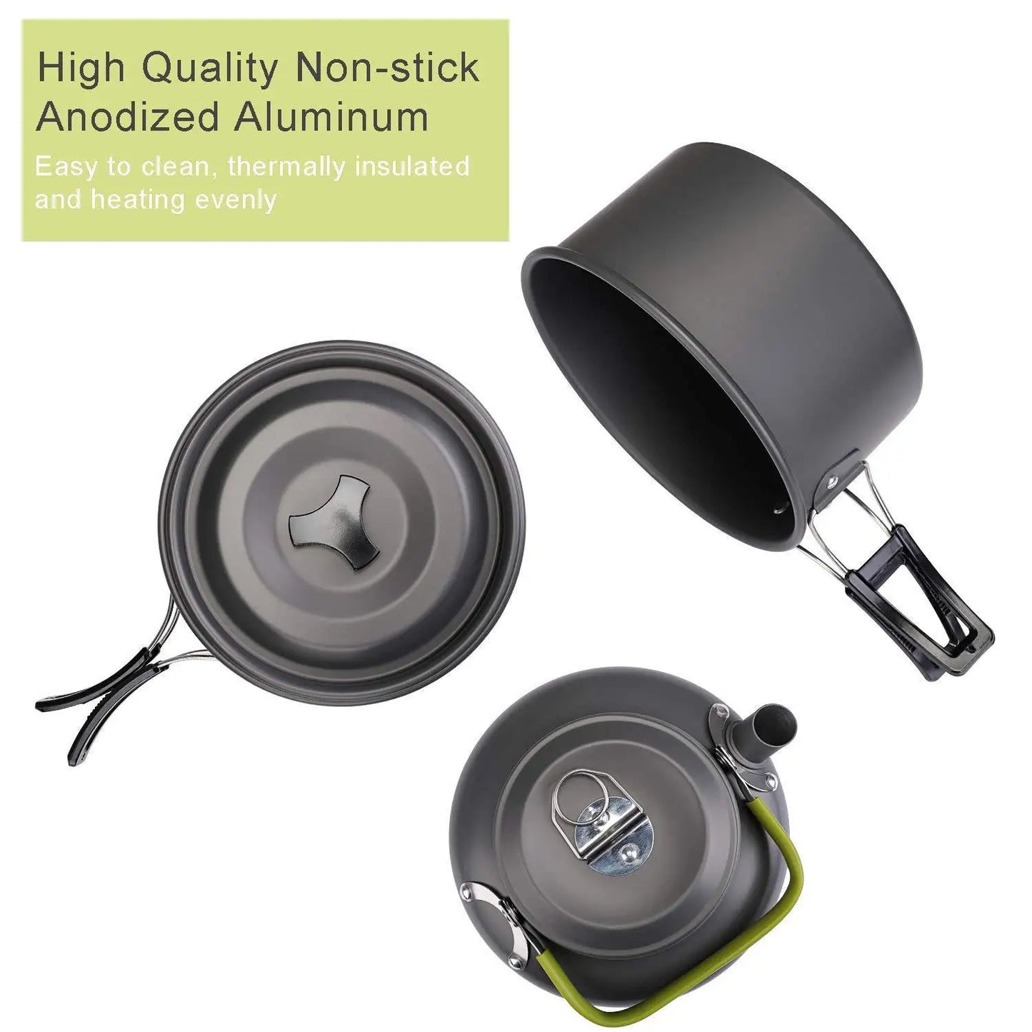 Camping Cookware Kit Outdoor Aluminum Lightweight Equipment Camping Cooking Kit For Traveling Trekking Hiking Supplies