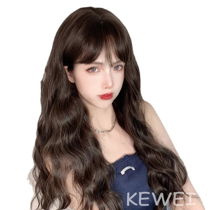 Women's Long Curly Hair Daily Wear Simulated Hair Rose Net Wig Festival Party Cosplay High-temperature Silk Full Wigs