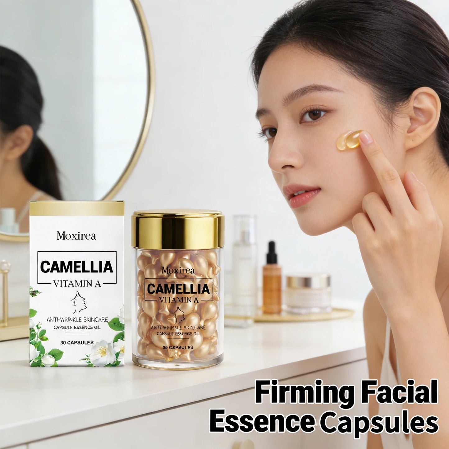 Vitamin A Facial Serum for Glowing Skin Rough Dull Repair Essence Reduce Pigmentation Nourish Brighten Face Moisturizing Capsule