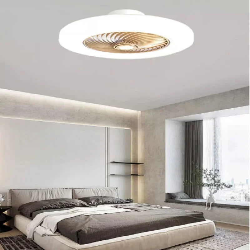 Bedroom fan lamp, invisible silent, home remote control, modern and simple ceiling lamp