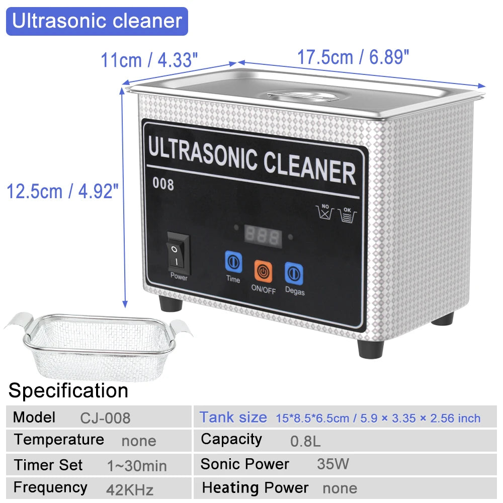 35w 60w Ultrasonic Bath 800ml 900ml Ultra Sonic Cleaner Washing Jewelry Dental Ultrasonic Cleaning Machine High Frequency 40khz